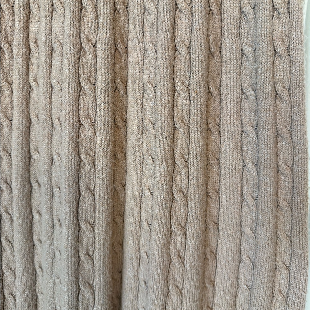 Knit Stretch Beige Fur Trim Skirt - Picture 6 of 9